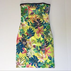 Zara Trafaluc Tropical Strapless Dress Sz. XS